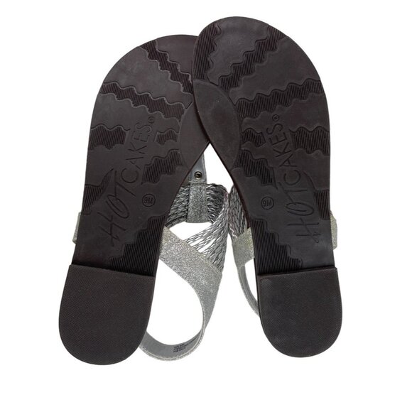 Hot Cakes Thong Buckle Silver Sparkly Sandals Womens Size 9M - Picture 9 of 12